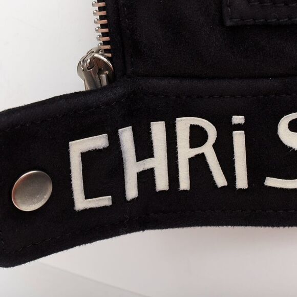 CHRISTIAN DIOR black suede lambskin leather patchwork biker jacket FR36 S - Picture 8 of 10